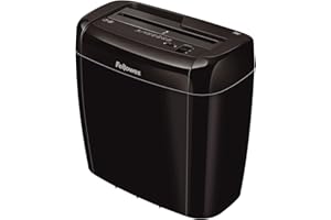 Fellowes 36C - Destructora trituradora de papel, corte en partículas, destruye hasta 6 hojas, uso personal, tritura tarjetas de crédito, color Negro