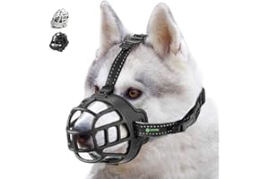 ILEPARK Muselière Panier pour Chiens, Prévient L'aboiement, Mâche, Réglable pour Petits, Moyens Et Grands Chiens. (Taille 4,Noir)