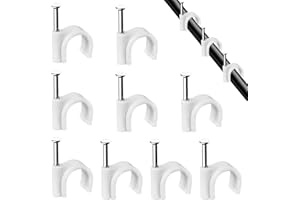 ABNII Clip per cavi, 7 mm, 100 pezzi, fermagli per unghie, resistenti, bianchi, rotondi, chiodi, filo da parete, porta ordine, spilli per cavi di gestione a clip