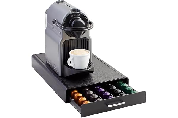 Amazon Basics 1 lådask för förvaring av Nespresso originalline kaffekapslar, plast, kapacitet: 50 kapslar, lastkapacitet 4,5 kg