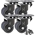 DSL Caster Wheels set of 4 - TPR Heavy Duty 50mm Swivel Castor Wheels Trolley – No Floor Marks Silent Rubbered Castors for Furniture – upto 400KG + Free Fitting