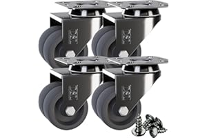 DSL DAILY SUPPLY LTD. DSL Caster Wheels set of 4 - TPR Heavy Duty 50mm Swivel Castor Wheels Trolley – No Floor Marks Silent Rubbered Castors for Furniture – upto 400KG + Free Fitting