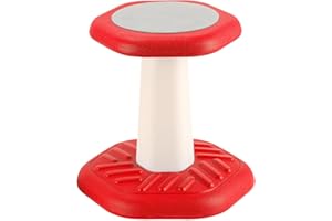 E-Solem Kids Wobble Stool, Flexible Classroom Seating Improves Focus, Posture & Helps ADHD/ADD, Get The Wiggles Out Active Fidget Desk Chairs, Active Learning Stool Wobble Chair, Ages 3-8, Red