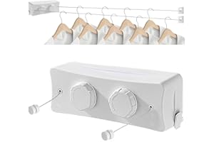 ‎DOMIGARD Domigard WäScheleine Ausziehbar, Einziehbare Wäscheleine,Einstellbarer Spannknopf für zusätzliche Unterstützung, Ausziehbare Wäscheleine für Balkon, Bad, Waschküche, Schlafzimmer(Weiß)