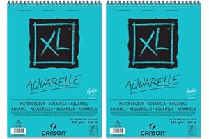 ‎CANSON CANSON XL Aquarell Set 2 Alben Papier Metallbohrer kurzen Seite 30 Blatt feine Körnung 300 g A4 weiß