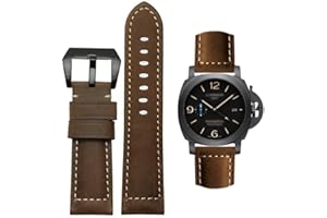 AIYIRUO Correa de reloj, correa de repuesto de cuero vintage, correa para relojes, correa de repuesto de cuero genuino Suave impermeable con herramientas 20mm 22mm 24mm 26mm para Panerai