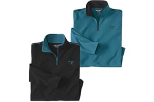 ATLAS FOR MEN - Zestaw 2 męskich swetrów z mikropolaru - Lekkie i miękkie - Dostępne w dużych rozmiarach od M do 5XL