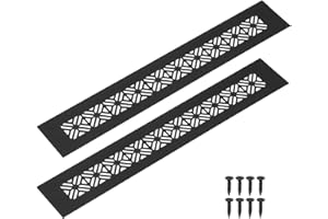 sourcing map 2Pcs Aluminum Alloy Air Vents, 300 x 50mm / 11.8 x 2" Rectangle Louvered Ventilation Grille Cover with Mounting Screws for Door Cabinet Wardrobe, Matt Black
