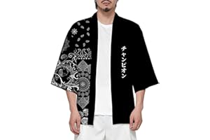 CIZEUR Sommerjacke Mode japanische Herren Jacke Strickjacke Paar Kimono Mantel lässig 3/4 Ärmel