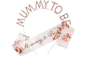 Leikedun Mummy to Be Sash, Mother Rose Gold Tiara Crown, Baby Shower Party Sash, Pregnancy Maternity Expectant Mum Decorations Gift, 1Set/2 Pieces
