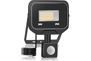 PROBAPRO 30W Foco LED Exterior con Sensor de Movimiento, 3000LM Luz Exterior con Sensor, Luz de Seguridad, Blanco Cálido 3000K Detector Foco Exterior IP65 Impermeable para Porche Fábrica Terraza Garaje Patio