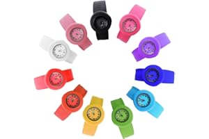 HSW Slap on Montre en Silicone à Quartz Nombre Mode Montre de Sport Bracelet pour Enfant garçon Fille Lady Femme Homme Unisexe Snap Enfants Montres