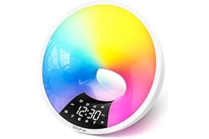 shnookz - Smart Sunrise Wake Up Alarm Clock Bluetooth Speaker App Control 4 Alarm Clock Snooze 16 Million Night Light 7 Natural Sound Dimmable FM Radio