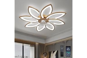 ycwdcz Deckenventilator mit Beleuchtung und Fernbedienung App, Lampe mit Ventilator Leise, Blume Modernes Design, Dimmbar, Speicherfunktion, DC Motor, Sommer Winterbetrieb Reversibel, Gold