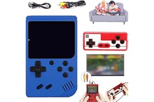 HOIDOKLY Handheld Game Console - Console retrò per gioco a mano, con alloggiamento portatile, 400 console per giochi FC classici, supporta il collegamento a TV 2 giochi e amanti (blue)