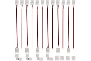 GTIWUNG 20 Pcs 8 mm Kit de Conector de Barra de Luz LED, 2 pin Conectores Tiras Led, 12xCable de Conexión + 4xConectores 2-pin + 4xConectores en forma de L para 3528 Monocolor y Tira 8mm ancho