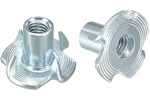 sourcing map M4 4 Pronged Tee Nut T-Nut for Table Legs Rock Climbing Wall Woodwork Holds Wood Cabinetry 50Pcs