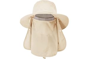 ehsbuy Fischerhut Herren Breiter Krempe Mesh Tropenhut Safari Hut Faltbar Sonnenhut mit Gesichtsbedeckung Nackenklappe