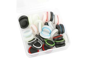 Rumyve 32pcs Controller Thumb Grips,Silicone Colorful Thumbstick Caps,Non-Slip Protection Cover Attachments Aim Assist for PS5 PS4 PS3 Controller