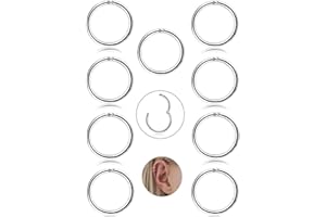 JeryWe 9 Pcs Acier Inoxydable 16g Cartilage Hoop Boucles D'oreilles pour Hommes Femmes Nez Hoop Anneau Helix Septum Conch Daith Lip Tragus Piercing Bijoux