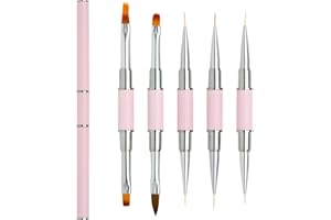 Lokaloka Pennelli Unghie Gel Sottile Nail Art Professionali con Tappo e Ombre, 10 Teste Pennello Doppia Estremità French Penna Pennellino Set per Ricostruzione Acrigel Semipermanente