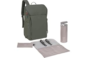 LÄSSIG Baby Wickelrucksack mit Wickelunterlage, Kinderwagenbefestigung und Flaschenhalter/GRE Slender Up Backpack