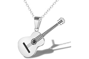 Yazilind bigiotteria Donne Uomini Titanio Acciaio Collana Creativa Musica Classica Chitarra Ciondolo Fascino Catena per Party