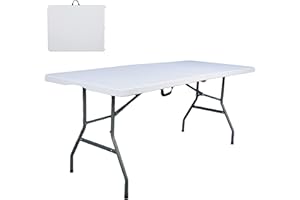 Globewolf Outdoor FOLDING Table 6FT/180cm Large with Carry Handle - Heavy Duty Table for a Party, Camping Catering Picnic Exhibition or Display.