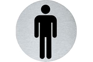 stahl-design-tebart Hinweisschild Piktogramm rund 7,5 cm Edelstahl selbstklebend 3M Klebefläche graviert Edeloptik elegante Beschilderung langlebig WC Mann- 7,5x7,5x0,1cm