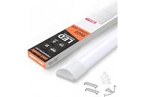 paul russells 6ft LED Batten, Ceiling Fitting Tube Light, 6500K Daylight, 60W, 6600 Lumens, Light for Office, Bathroom, Kitchen, Garage, Warehouse Fluorescent Lighting Replacement, 1 Pack