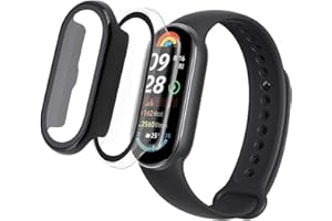 SRLWMYI 2 Stück Protection mi band 9 für Xiaomi Smart Band 9NFC Rundum PC Schutzhülle mit Displayschutz Kompatibel mit Xiaomi Mi Band 9 NFC Vollschutz Kratzfest PC Case mit Schutzfolie Glas