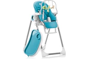 Sweety Fox Chaise Haute Bébé Evolutive, Pliable et Réglable, Nettoyage Facile - Chaise haute bebe avec Barre de Jeux (de 6 mois à 3 ans, max 15kg) Bleu