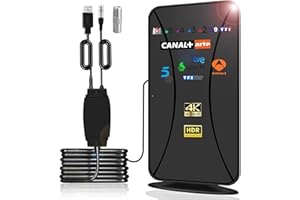 POCHY 36DBI Antena TV Interior Exterior Digital, 480km Alta Definición Antena HDTV Digital con Amplificador Smart de Señal y Cable Coaxial de 10m para Canales de TV Gratis 1080P 4K DTMB VHF UHF