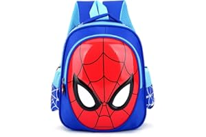 Sac à Dos Enfant ZWRY Garçons 3-6 Ans Sacs d'école 3D Enfant Spiderman Livre Sac Enfants Sac à bandoulière Sac à Dos Sac à Dos étanche Sacs à Dos Bleu