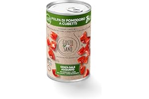 GUSTO SANO POLPA DI POMODORO BIOLOGICO. Polpa per salsa pomodoro 6 Pacchi X 400 Gr: 2,4 KG. Polpa pomodoro BIO per sugo pomodoro 100% italiana, 100% Made in Italy