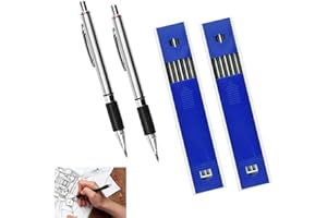 GIRAFEDA 2PCS Crayons Mécaniques Crayon Porte Mine Criterium Porte-Mines 2mm Porte-Mine Clutch Pencil Porte-mines Pastel Porte-Mine Clutch Pencil Porte Mine en Métal avec Recharges pour Dessin Ecole