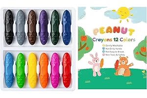 VOTVLOG 12 Couleurs Crayons de Cacahuètes, Crayon Lavables SûRs non Toxiques pour Enfants, Crayons de cire pour tout-petits Faciles à Tenir, Adaptées Aux Graffitis pour Enfants, Au Bricolage, à Peinture