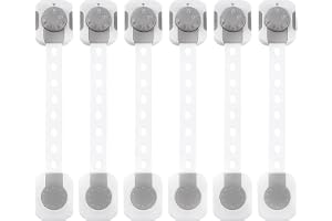 SKY-TOUCH Baby Safety Lock, Child Safety Locks, Multi-Functional Adjustable Double Button Baby Anti-Clip Latch System For Cabinets, Drawers, Fridge, Closet Doors Etc（Pack Of 6）