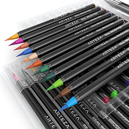 Arteza Real Brush Pen – 48 Bunte Farben – Pinselstift-Set – Vermischbare Pinselstifte – Wasserfarben-Effekt – Aquarell – Set of 48 - 3