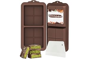 MRUN BONE Schokoladenform Silikon Tief, 2 Stück Dubai Schokoladen Form Mit 1 Schaber, Silikonform Schokoladentafel Extra Tief Schokolade Form für Schokolade Praline Süßigkeiten