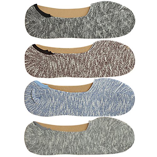 Sasairy 4 Pairs Mens Low Cut Cotton Socks Anti Slip Invisible Sport Work Athletic Stocking