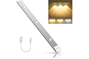ibaye 40CM LED lichtleiste küche kabellos mit Bewegungssensor LED Sensor Licht 1200 mAh USB Aufladbar unterbauleuchte Küche, Schrankbeleuchtung mit Magnetisch für Küche, Schlafzimmer, Treppe