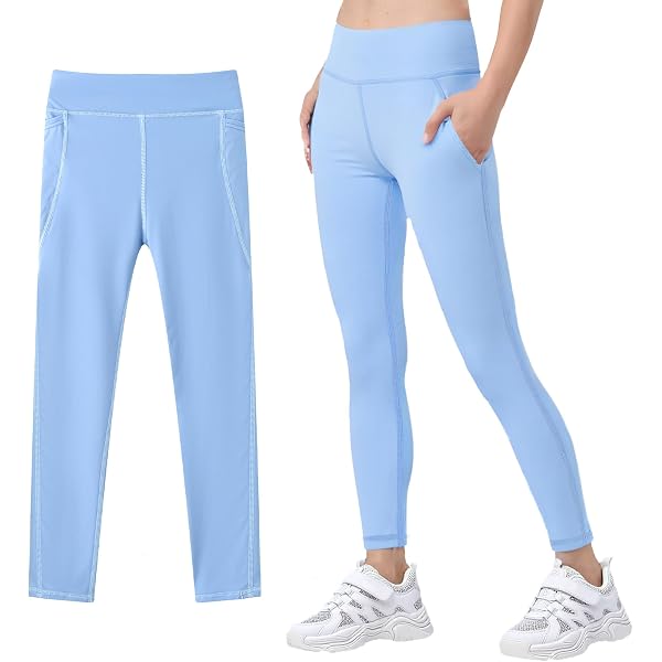Leggings Fille Sport Polaire Fine – Taille Haute, Thermiques D’hiver – Respirants, Extensibles – 5 à 14 Ans – Arshiner