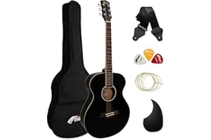 Tiger ACG2-BK Guitarra acústica de tamaño completo para principiantes - Negro