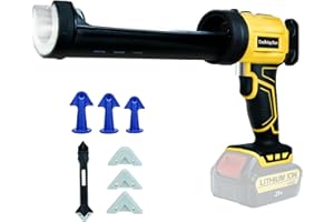 CHENGSUWEI Battery Cartridge Press for DeWalt 20 V Battery, Electric Caulk Adhesive Gun with 450 lm LED Light, 10 oz/300 ml, Anti-Drop, 4 Adjustable Speeds for Sealing (without Battery)