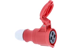 as - Schwabe Acoplamiento CEE con tapa abatible y contacto de tornillo para conexión de línea 400V, carcasa de poliamida resistente a los golpes y a las salpicaduras, 16A, 6h, 4 polos, IP44, 60575