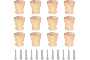 EBHO 12 Piezas Tiradores De Muebles, Tiradores De Cajones, Tiradores De Madera para Muebles, Tiradores De Madera Redondos, Tiradores De Muebles con Tornillos, Tiradores De Madera para Armarios