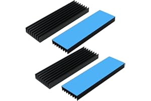 TOVBMUP 4 Stück Aluminium Kühlkörper,M2 SSD Kühlkörper, Kühler-Set Heatsink,M.2 Kühler Cooler mit Thermoklebeband und Wärmeleitpad，70mmx22mmx6mm,Schwarz Halbleitergeräte Kühler für PC PS5