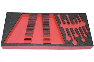 FACOM - Plateau en Mousse Vide pour Clés Mixtes Métriques - PM.MOD440-1 - Système Bicolore - Préhension Facile avec Passes-Doigts - Retenue Optimisée lors du Transport - Résistant aux Solvants