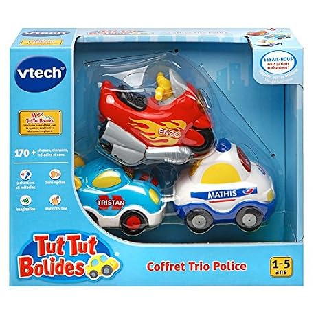 VTech A1303731 Jouet De Premier ge Coffret Trio Police Vhicules Tut Tut Bolide Couleurs alatoires